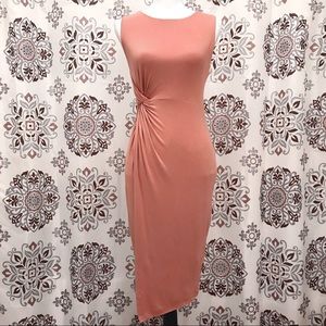 •TWO HEARTS•NWT Asymmetrical Knot Front-Slit Dress